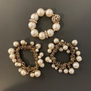 3 piece gold tone and jeweled bracelet set